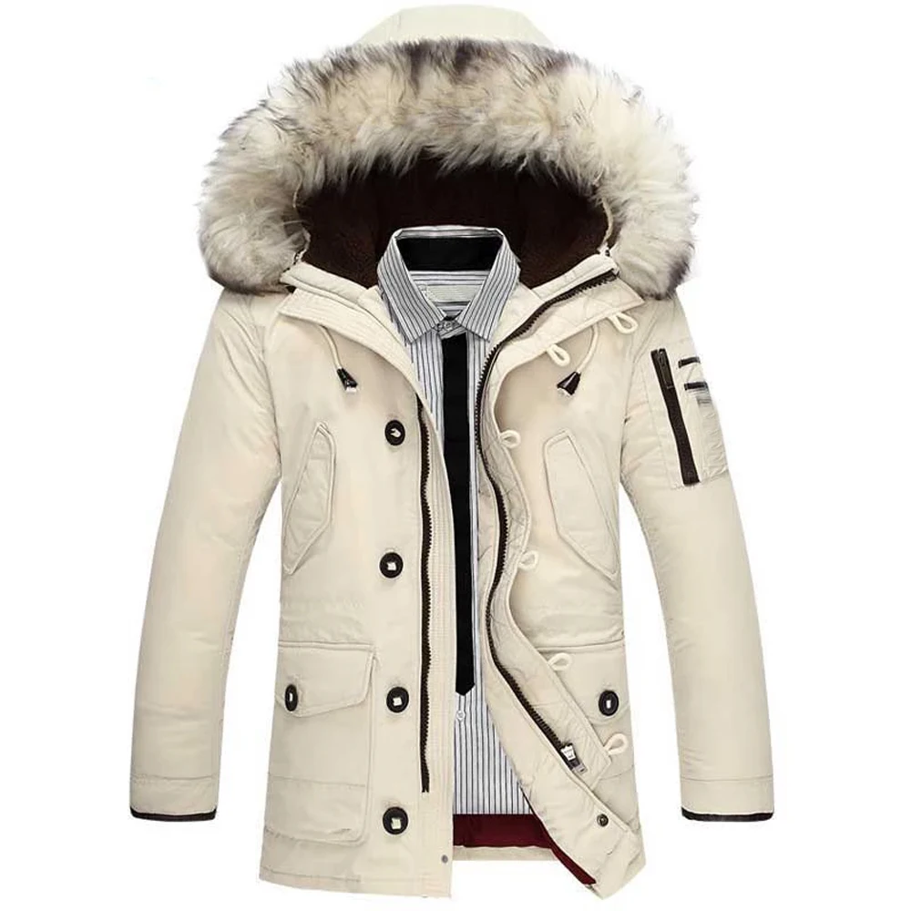 New brand winter jacket men 90% white duck down jacket thick keep warm men down jacket fur collar hooded down jackets coat male