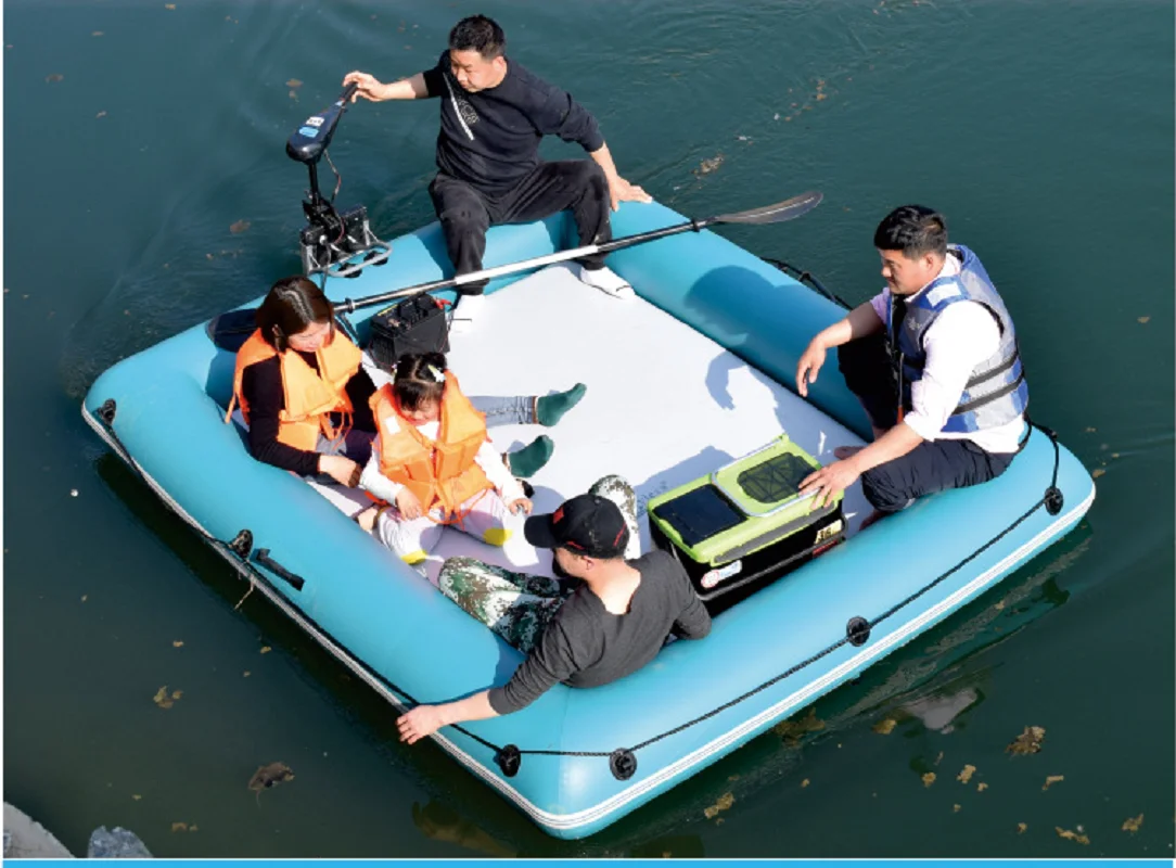 SOLAR MARINE Aufblasbare schwimmende Dock, tragbare schwimmende Plattform, rutschfeste Oberfläche zum Angeln, Schwimmen und Bootfahren, Wassersport