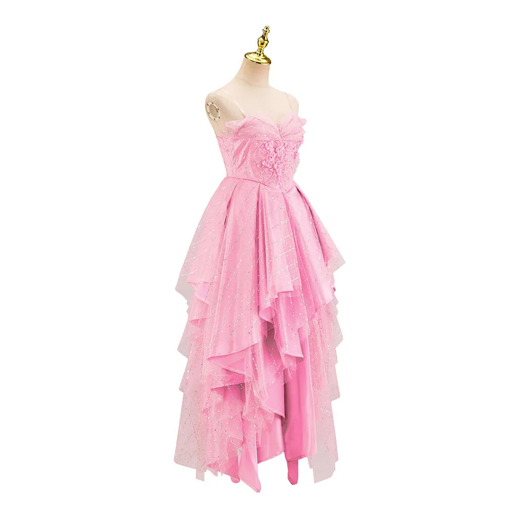 Wicked Glinda Cosplay Costume Disguise Women Pink Bubble Dress Glinda Gorgeous Elegant Evening Ball Gown Halloween Outfits