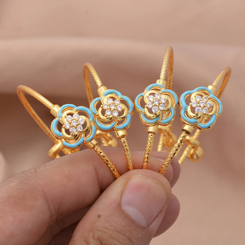 Baby-Armreifen, 4 Stück/Lot, afrikanische goldfarbene Armreifen für Babys und Kinder, Herz-Armband, Artikel aus dem Nahen Osten, Born Lucky Jewelry, Super Friday – Detail 10