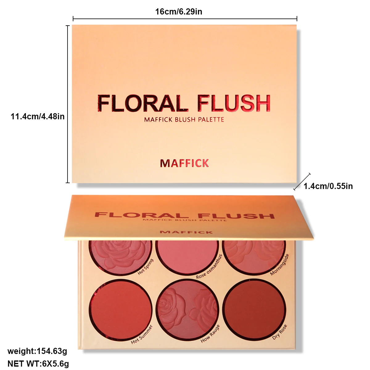 6 Colors Powder blush Orange Warm Autumn and Winter Rose petals Blush plate Makeup