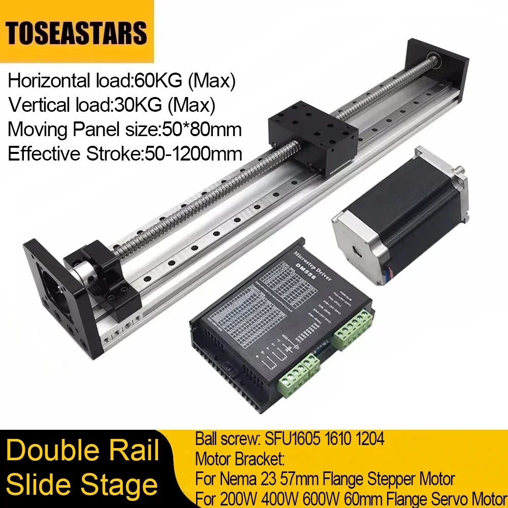 

Линейная направляющая, направляющая, двойная линейная направляющая, шаровой винт оси XYZ SFU1204 1605 1610 для шагового двигателя Nema 23, максимальная нагрузка 60 кг