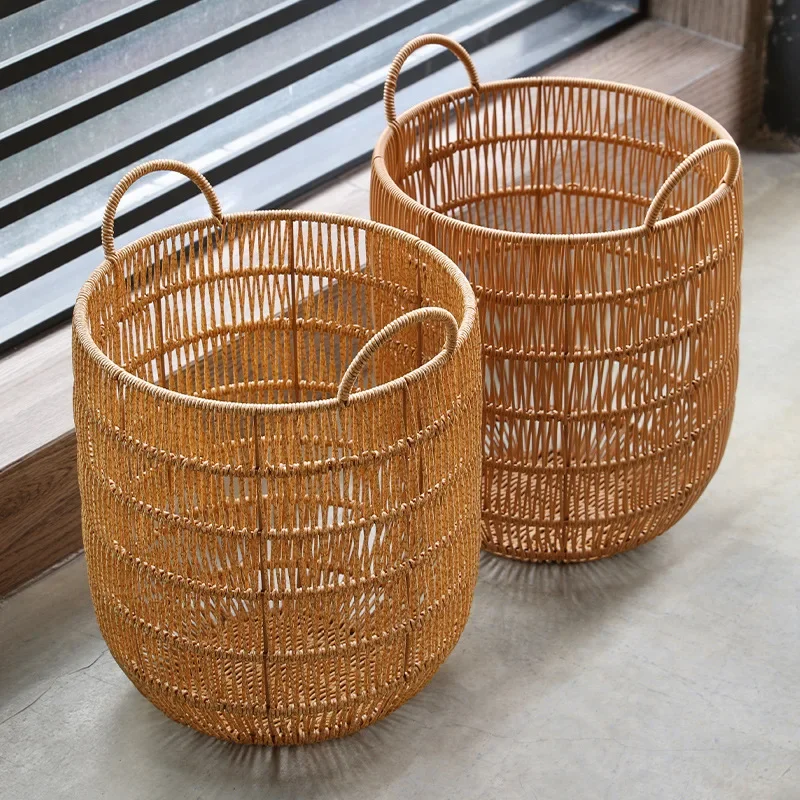 rattan woven waterproof dirty clothes basket, bathroom laundry basket, living room toy and miscellaneous storage basket, INS