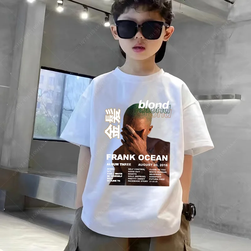 Frank O-ocean Blond R&B Music T Shirts Boy Girl Aesthetic Tshirts 100% Cotton High Quality T-shirts Child High Street Teen Tops