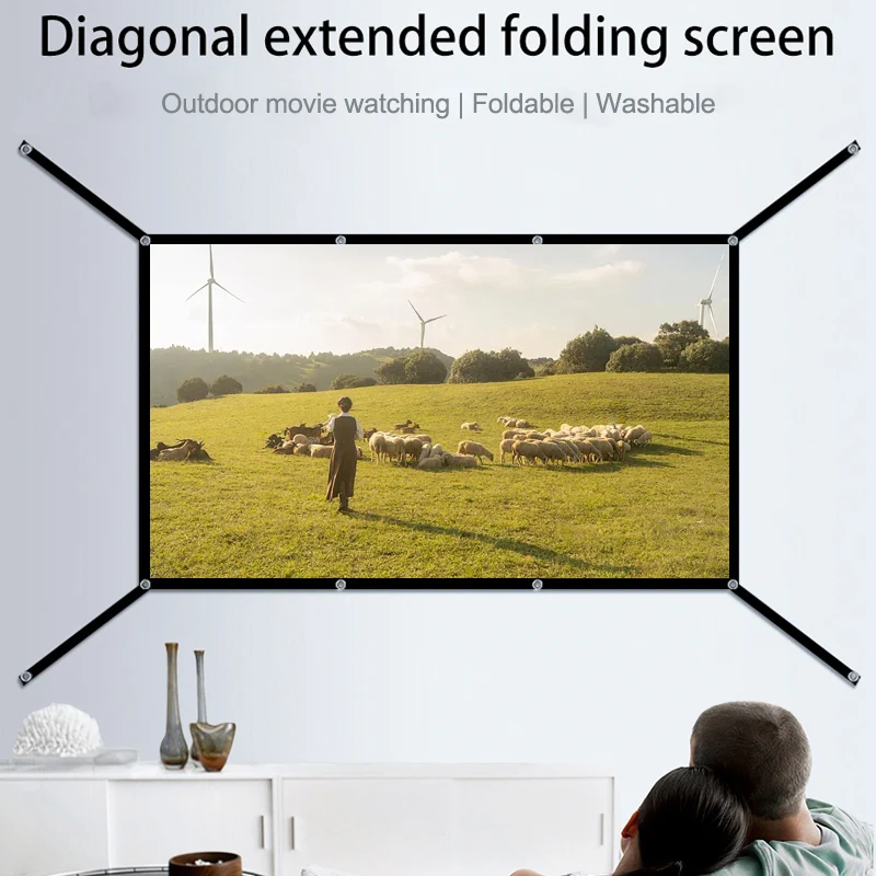 The new projection screen, with an extended hanging hole of 60-150 inches, supports 4K high-definition projection