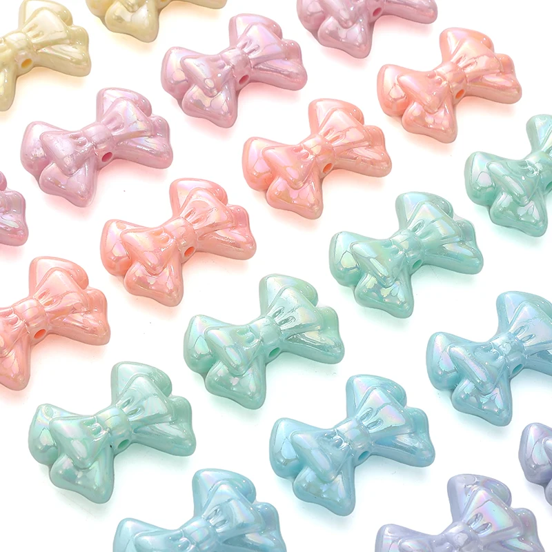 31x21mm 2/10pcs/bag Acrylic AB Color Bow Beads Double-layer Bow For DIY Jewelry Making Bracelet Necklace Beads Accessorie