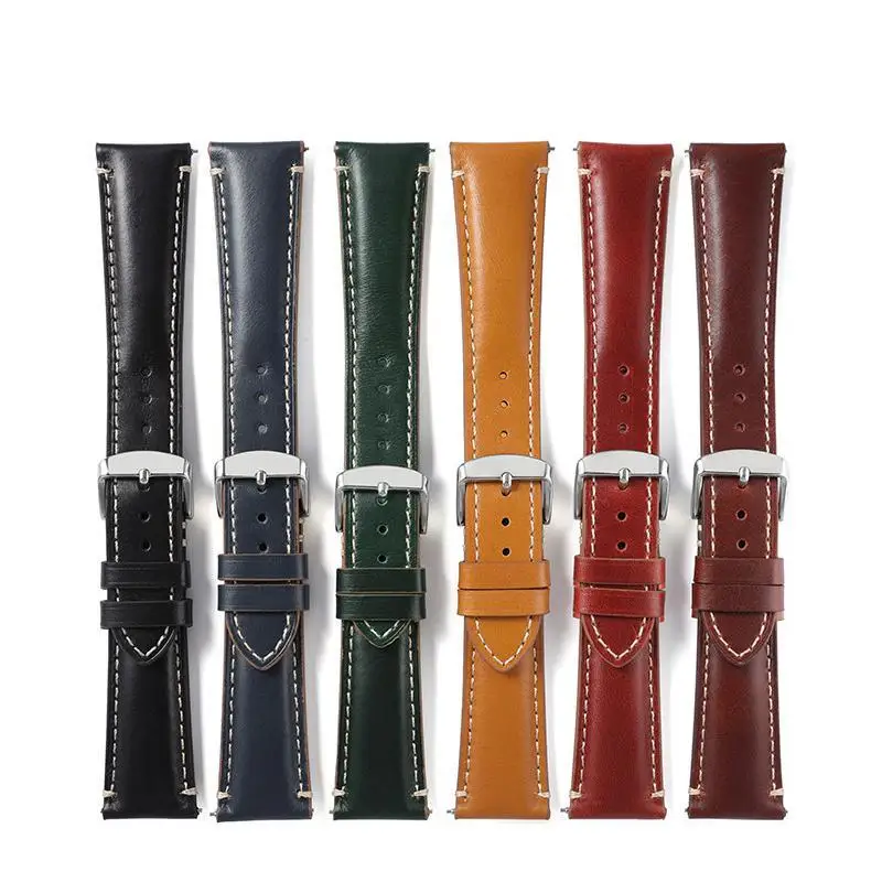 UTHAI High-end calfskin Watchbands universal 20mm 22mm 24mm for Samsung Watch Strap for Huawei Watch accessories