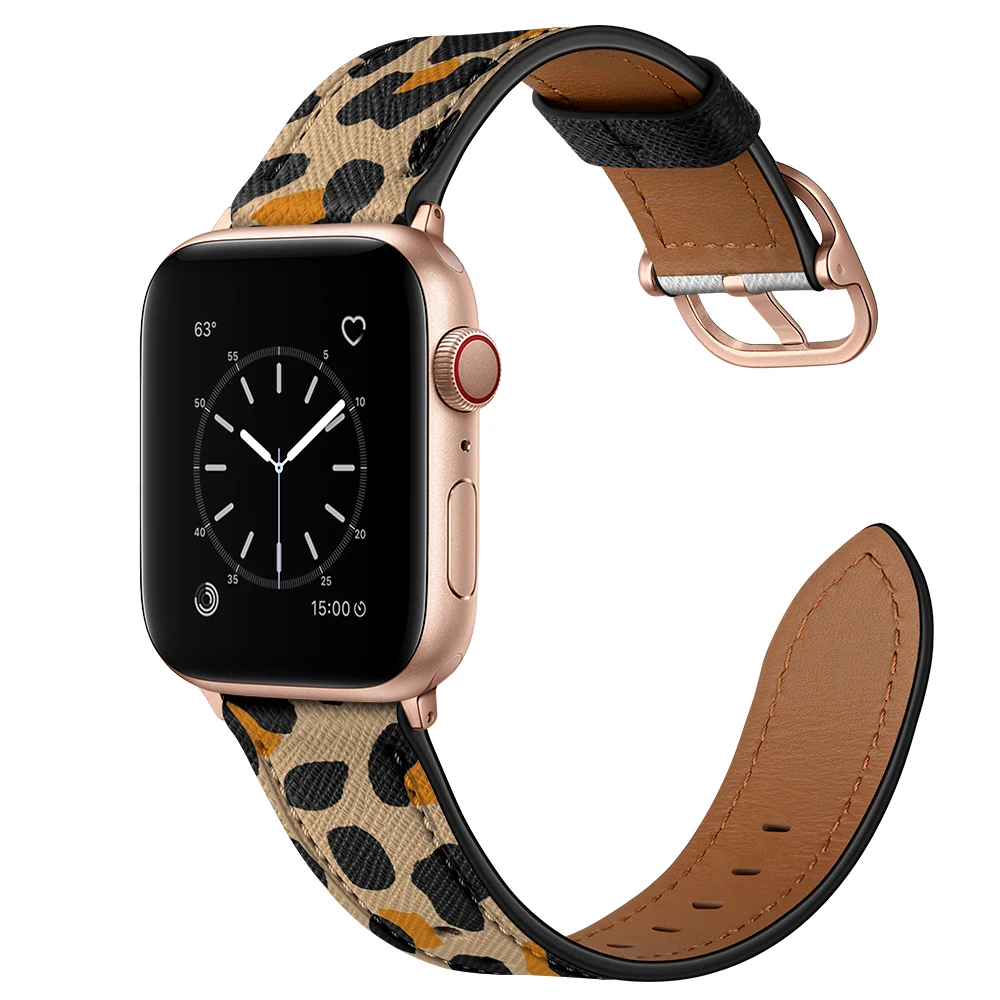 Luxury Square Leopard Leather Strap For Apple Watch Bracelet 40mm 44mm 41mm 45mm 49mm Ultra iWatch Band Series 8 7 6 5 4 SE