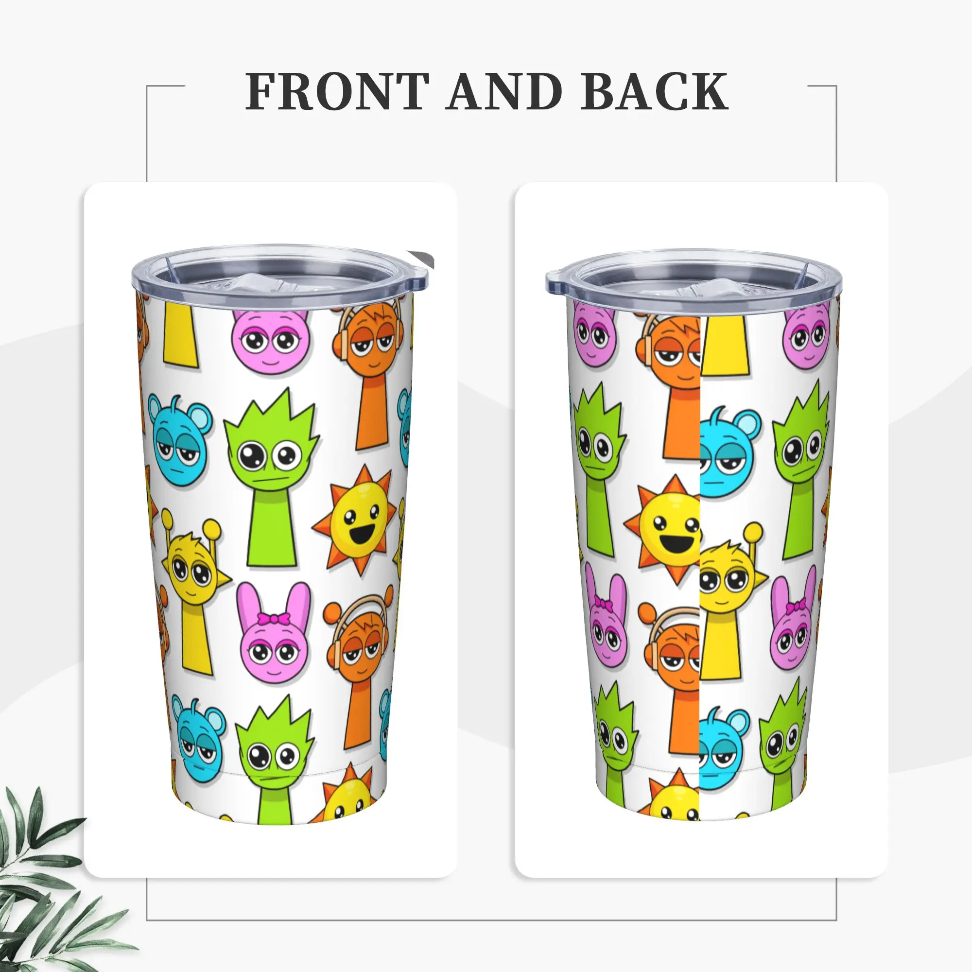 Sprunki Cartoon Anime Tumbler Vacuum Insulated  Coffee Cups Vacuum Flask Double Wall Mug 20oz