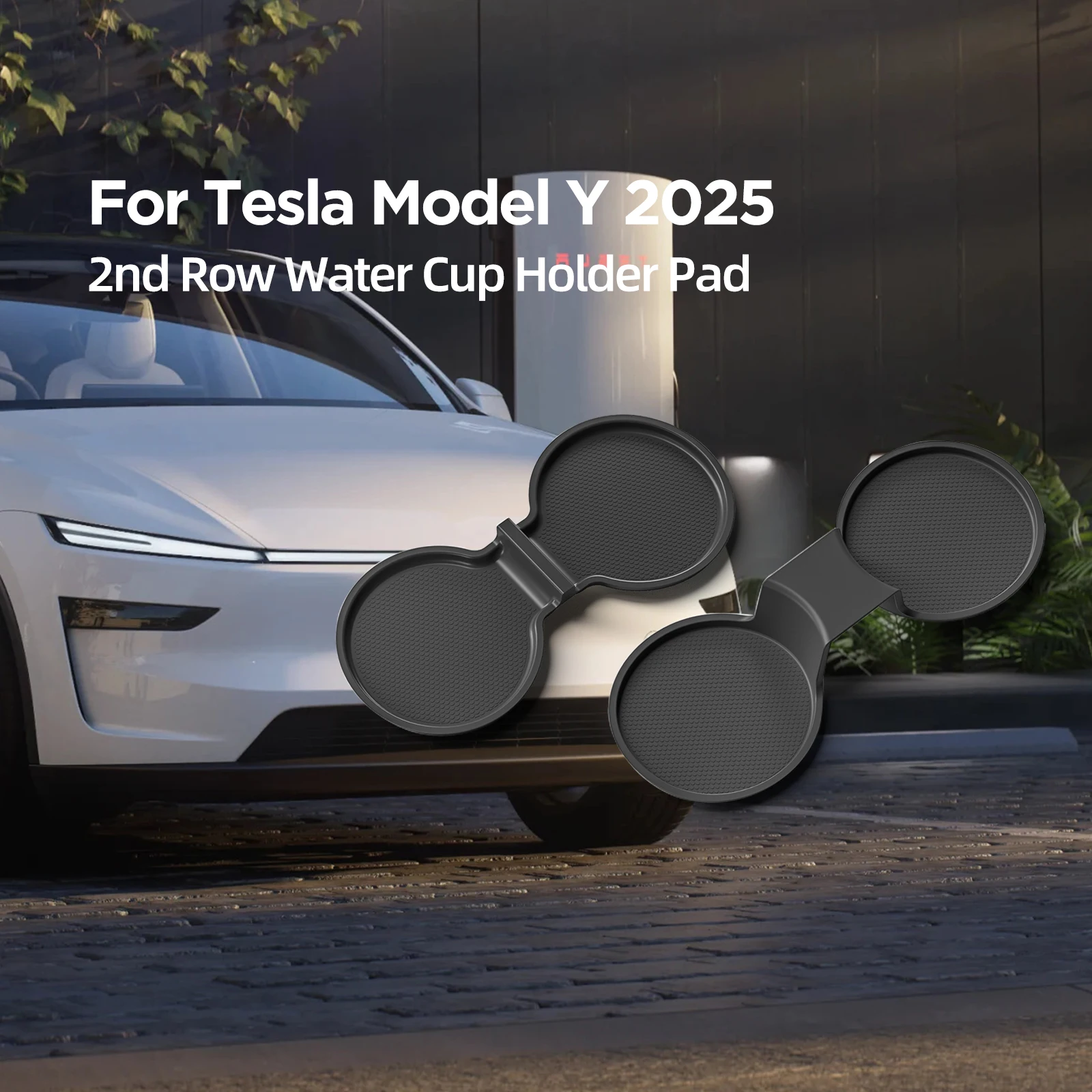 LUCKEASY Cup Pad für Tesla Model Y Launch 2025, Juniper Center Console Cup Coaster, Rückenreihe, rutschfestes Cup Pad, Zubehör, TPU – Detail 5