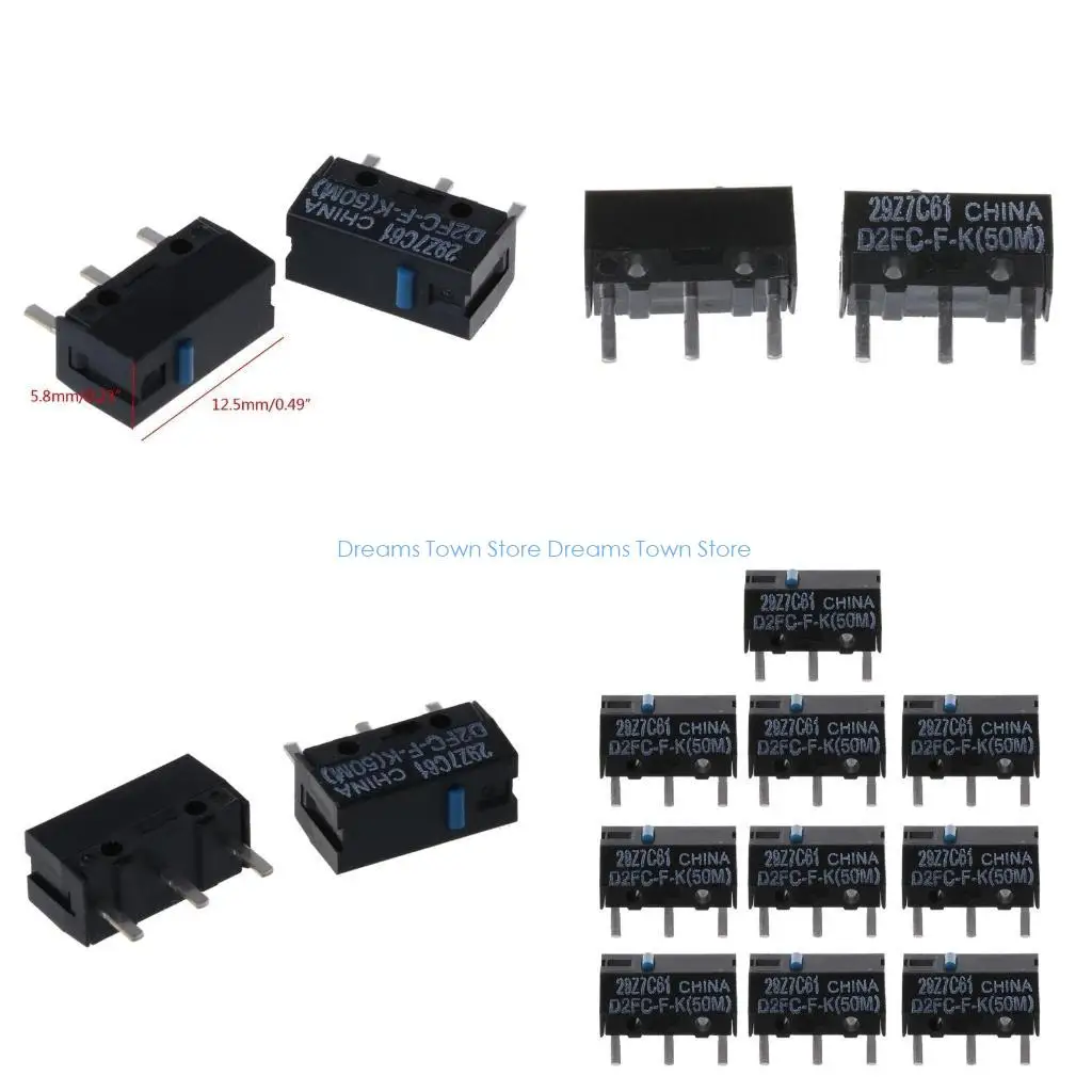 HX6A 2PCS/10PCS Mouse Micro Switch Original D2FC-F-K Blue Dot 50M Clicks Microswitch