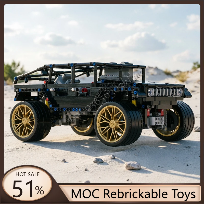 

1219 Parts Technology Racing Black SUV with large wheels Model MOC Car Vehicle Racer Building Block Brick Creative Birthday Gift