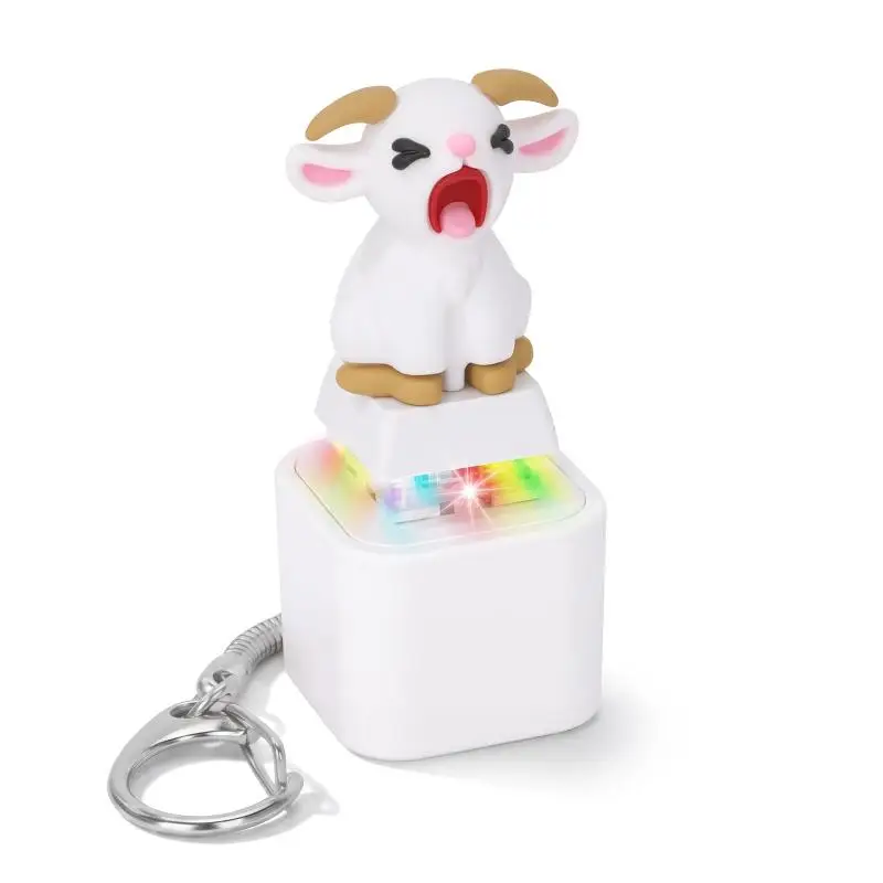 Squeaking Goat Keyboard Stress Relief Toys For Adults Rechargeable Keyboard Clicker Keychain With Scream Sound And LED Light view 2