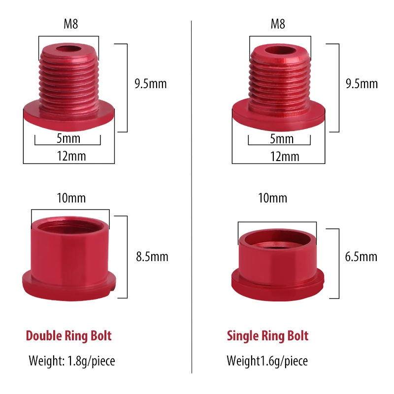 5 paquets de vélo de route et de montagne, boulon simple et Double plateau, écrou de roue à chaîne, vis en alliage d'aluminium 6.5mm/8.5mm