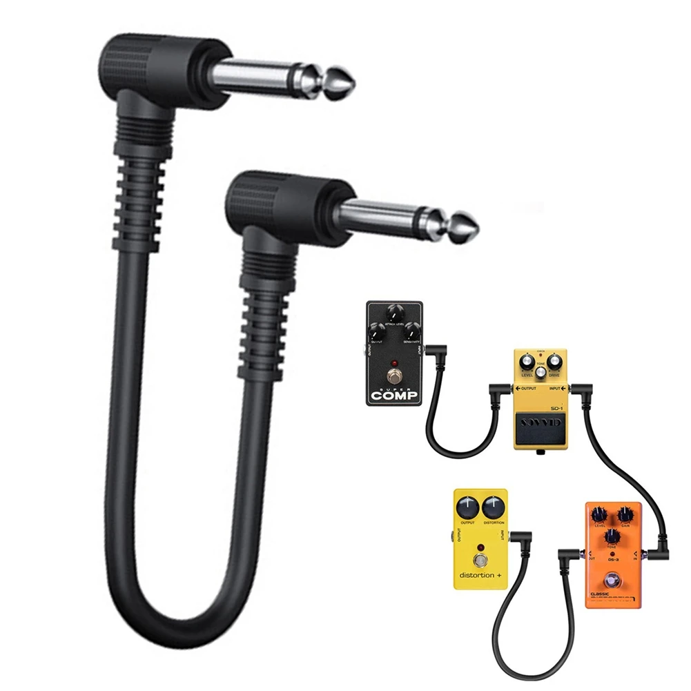15cm 6.35mm Guitar Effects Pedal Cable Connector 1/4in Wire Right Angle Connector For Pedalboards
