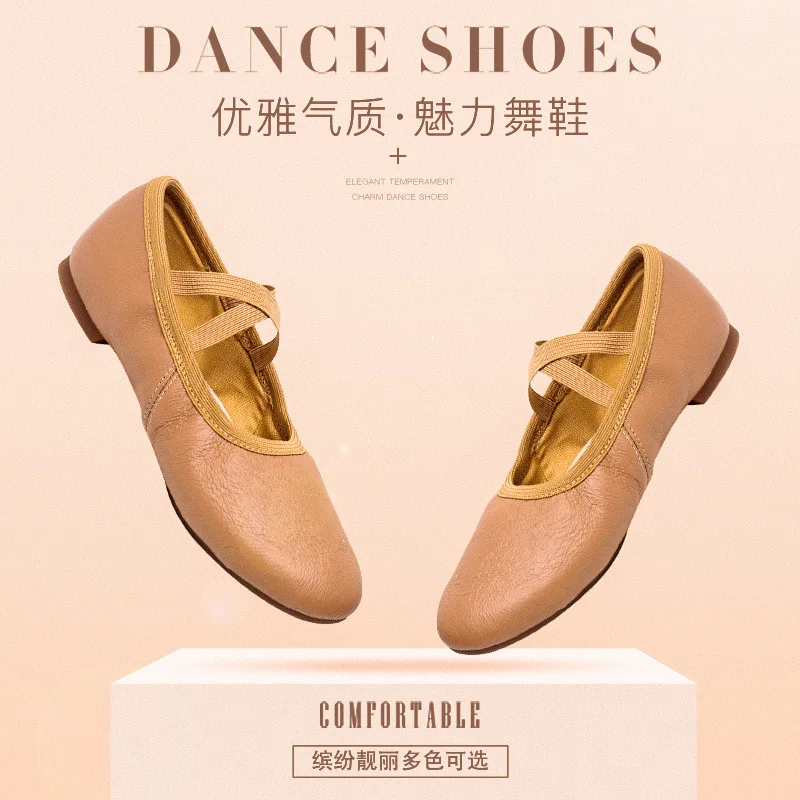 1 par/lote, zapatos de baile de cuero genuino a la moda para mujer, zapatos suaves de baile modernos para mujer