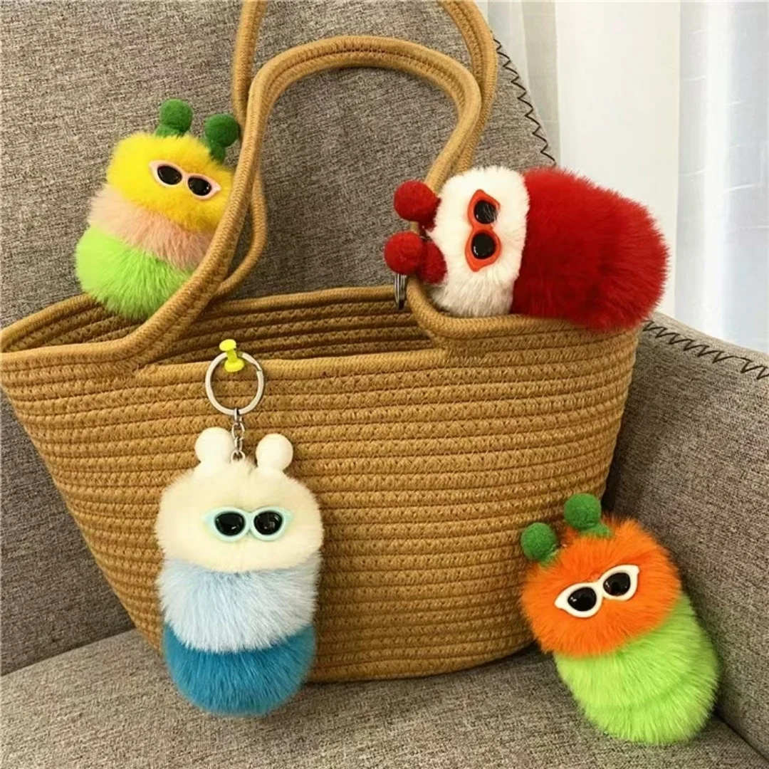 Handy Arti Plush Keychain Cute Colorful Caterpillar Keyring For Women Couple Keychain On The Phone Valentines Day Girl Gift