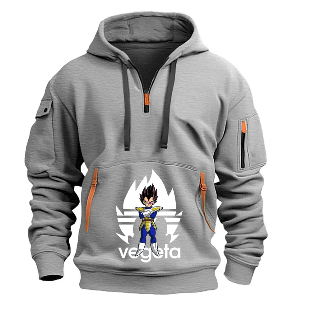 Saiyan Vegeta 2026 Men's Patchwork Pocket Hooded Coat Spring And Autumn Dragon Ball Logo Print Daily Commute Simple Hoodies view 4
