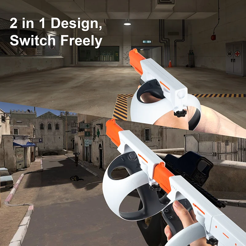 VR Gunstock for PlayStation VR2 Magnetic Suction Game Controller Gun Stock for PS VR2 Games with Shoulder Strap