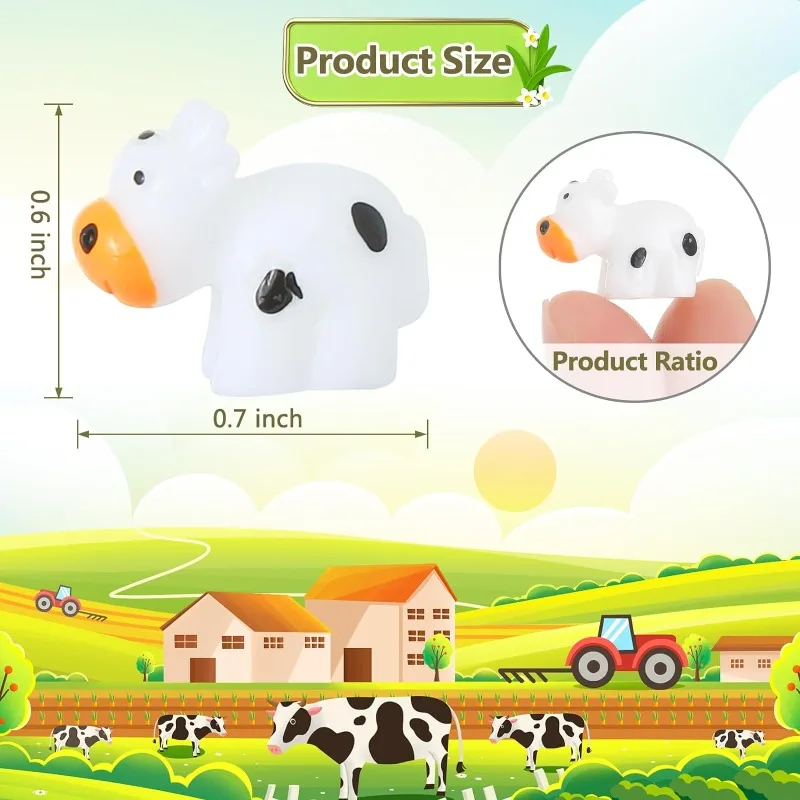 50Pcs Mini Resin Cows Bulk Farm Animals Hiding Small Plastic Cows Statues Little Perfect for Farm Outdoor Garden DIY Ornament