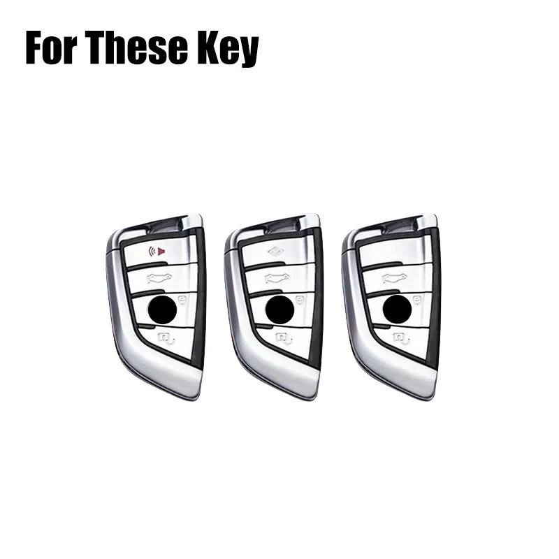 Aluminum Alloy Leather Car Remote Smaer Key Fob Case Cover Holder With Keychain For BMW M5 X1 X2 X3 X4 X5 X6 X7 1 2 3 4 5 6 7 8