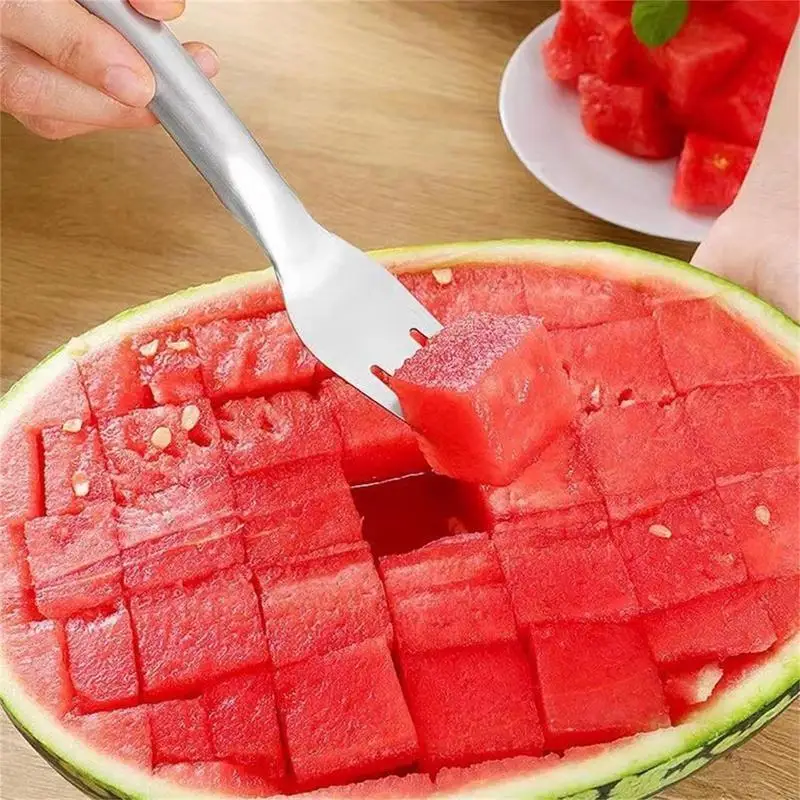 

Watermelon Slicer Cutter Watermelon Slicer Fruit Cutter Double-Headed Cutting Tool Fruit Fork Slicer Stainless Steel Watermelon