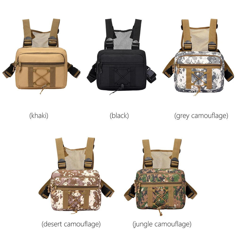 Men Molle Shoulder Vest Bags Anti-Theft Oxford Daily Messenger Bag Adjustable Safe Multifunctional Portable for Outdoor Camping