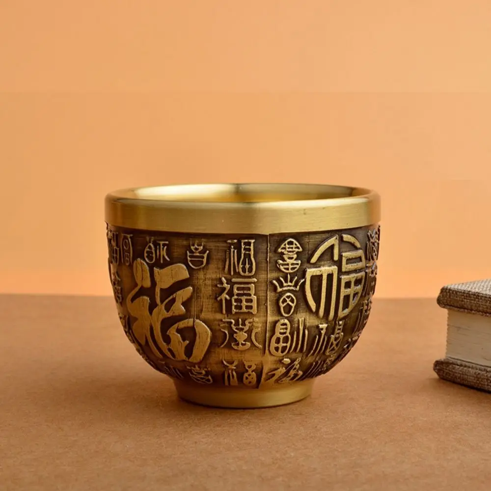 

Pure Brass Phoenix Cylinder Ornament Traditional Hand Carved Brass Drinking Cup Good Luck Brass Feng Shui Bowl Office