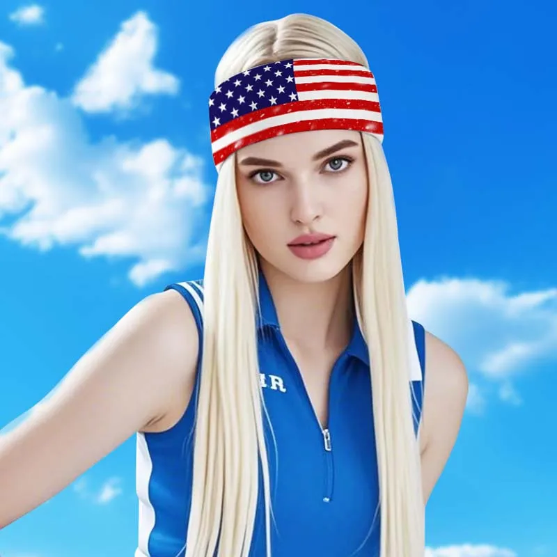 Summer Riding Ice Silk Fitness Headband For Men And Women Running Headband Quick-Drying American Flag Sports Antiperspirant Belt