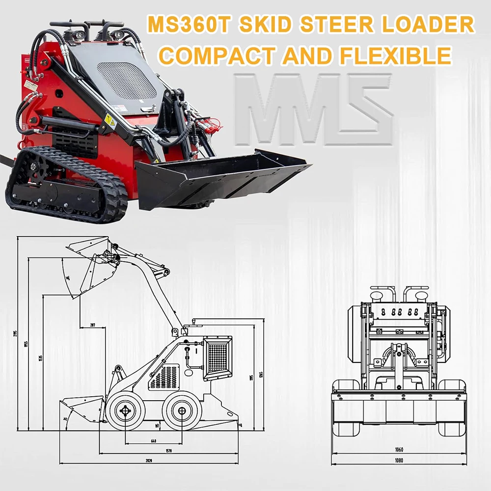 MMS Mini Skid Steer Loader with Briggs & Stratton GAS Engine Foldable Pedals Track Loader USA Free Shipping
