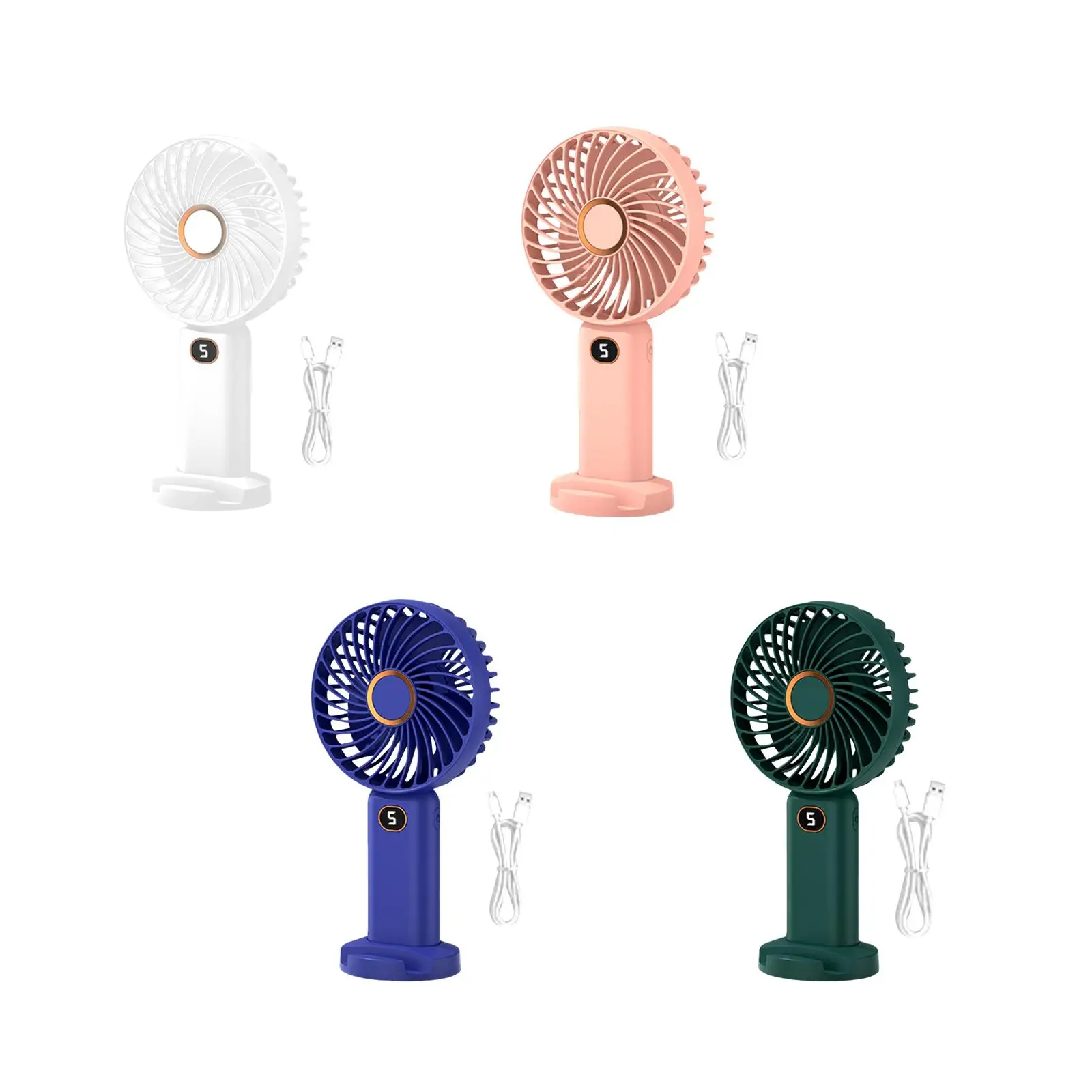 Mini ventilador portátil de 5 velocidades con Base, Mini ventilador de mano para interiores, mujeres y niñas