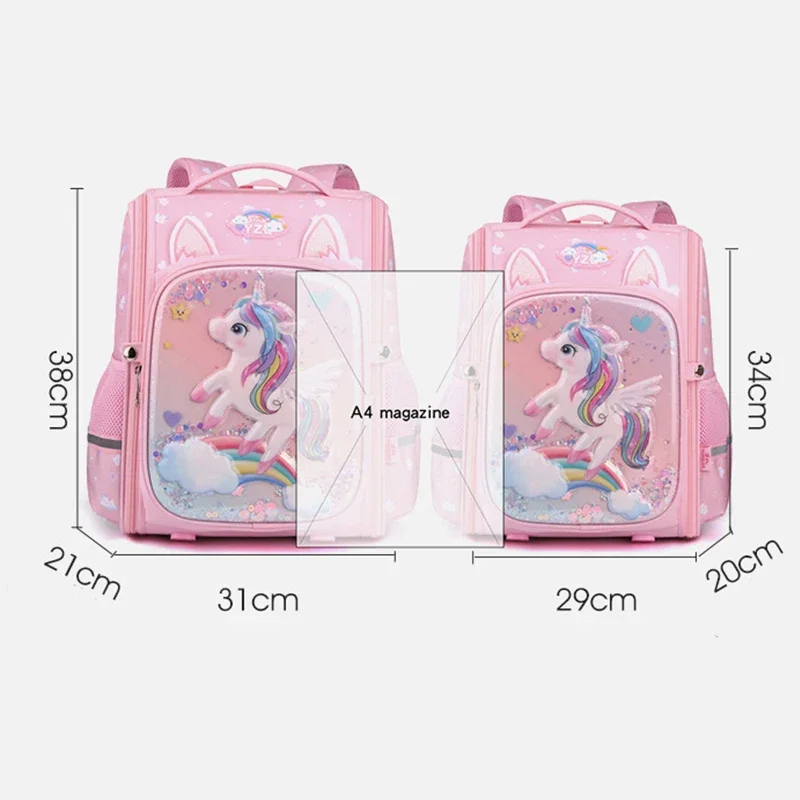 Large Capacity Orthoped Unicorn Backpacks For Girls 3D Cartoon School Kawaii Backpacks Boys Primary 1-6 Grade Student Backpacks