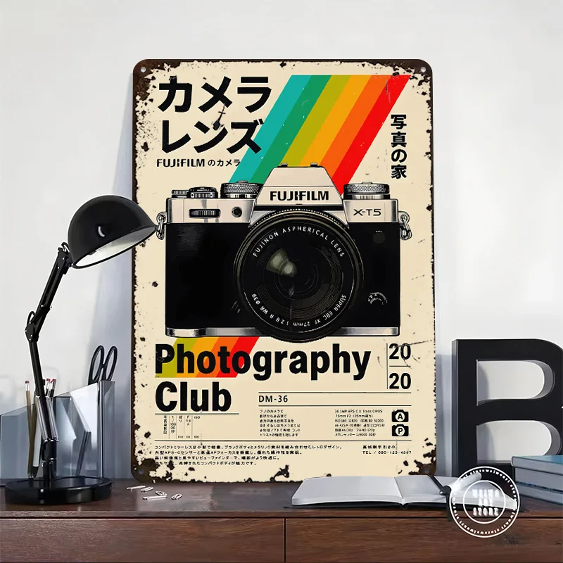 Fujifilm Camera Photography Club Tinplate Poster Customized Wall Art Vintage Metal Signs Retro Tin Plaque for Decoration Gaming