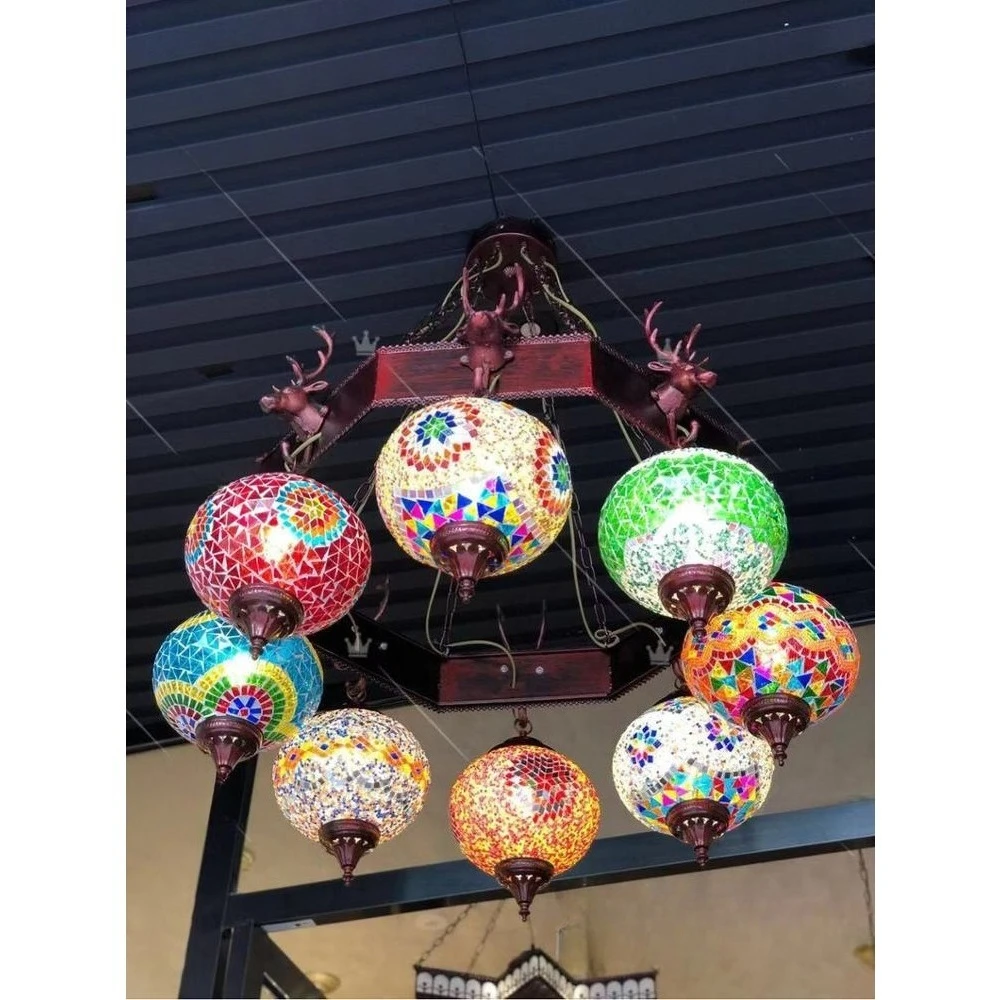Earth lamp pendant light mosaic style lighting, colored glass pendant light