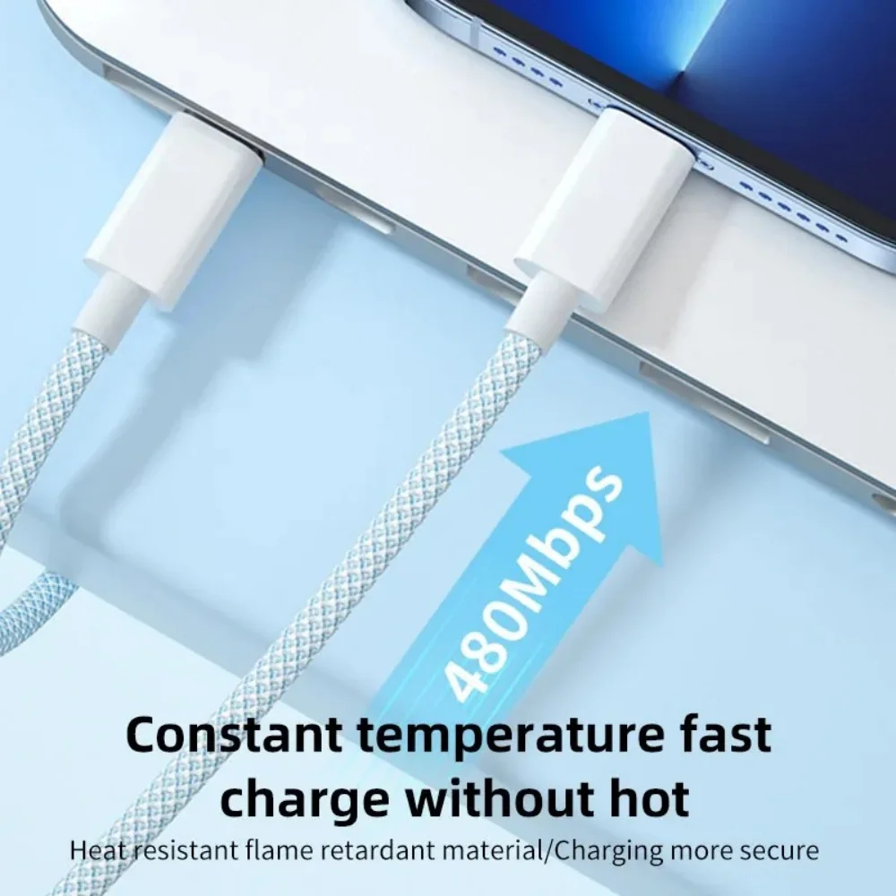 USB C to Type C Cable PD 65W Fast Charging Nylon Braided Data Cord For iPhone 16 15 Pro Samsung Type C Quick Charge Phone Cable image 3