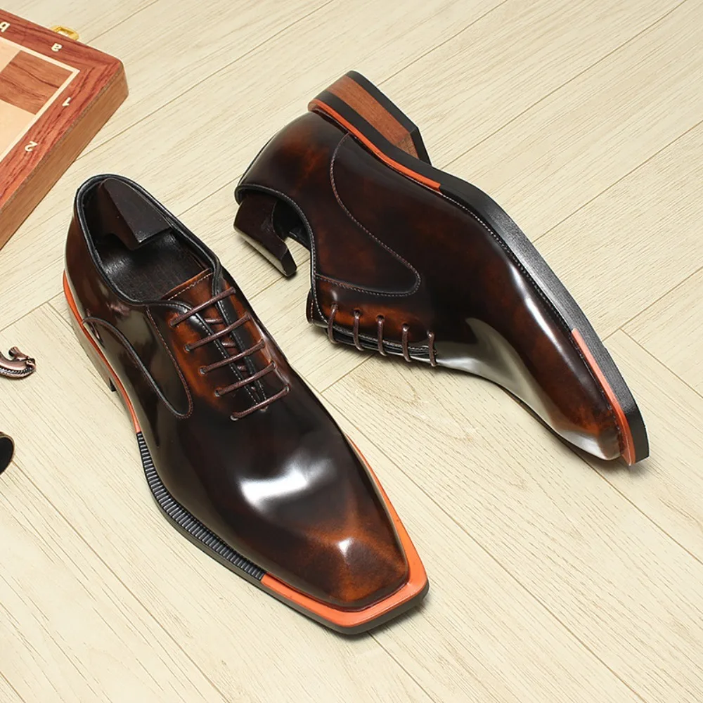 Men Formal Square Toe Shoes Casual Fashion Men Sneakers Social Elegant Trend Flat Zapatos Spring Autumn New Men's Business Shoes