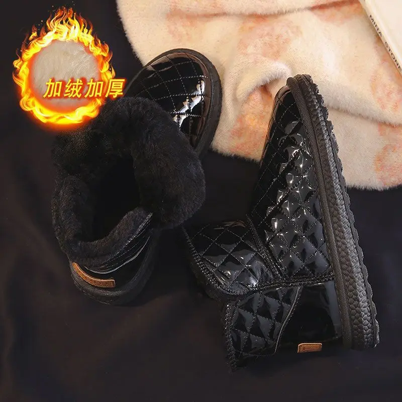 

Женские зимние сапоги, зимние теплые плюшевые сапоги, непромокаемые женские туфли с раздвижными рукавами, туфли на плоской подошве, повседневная зимняя обувь, ботильоны