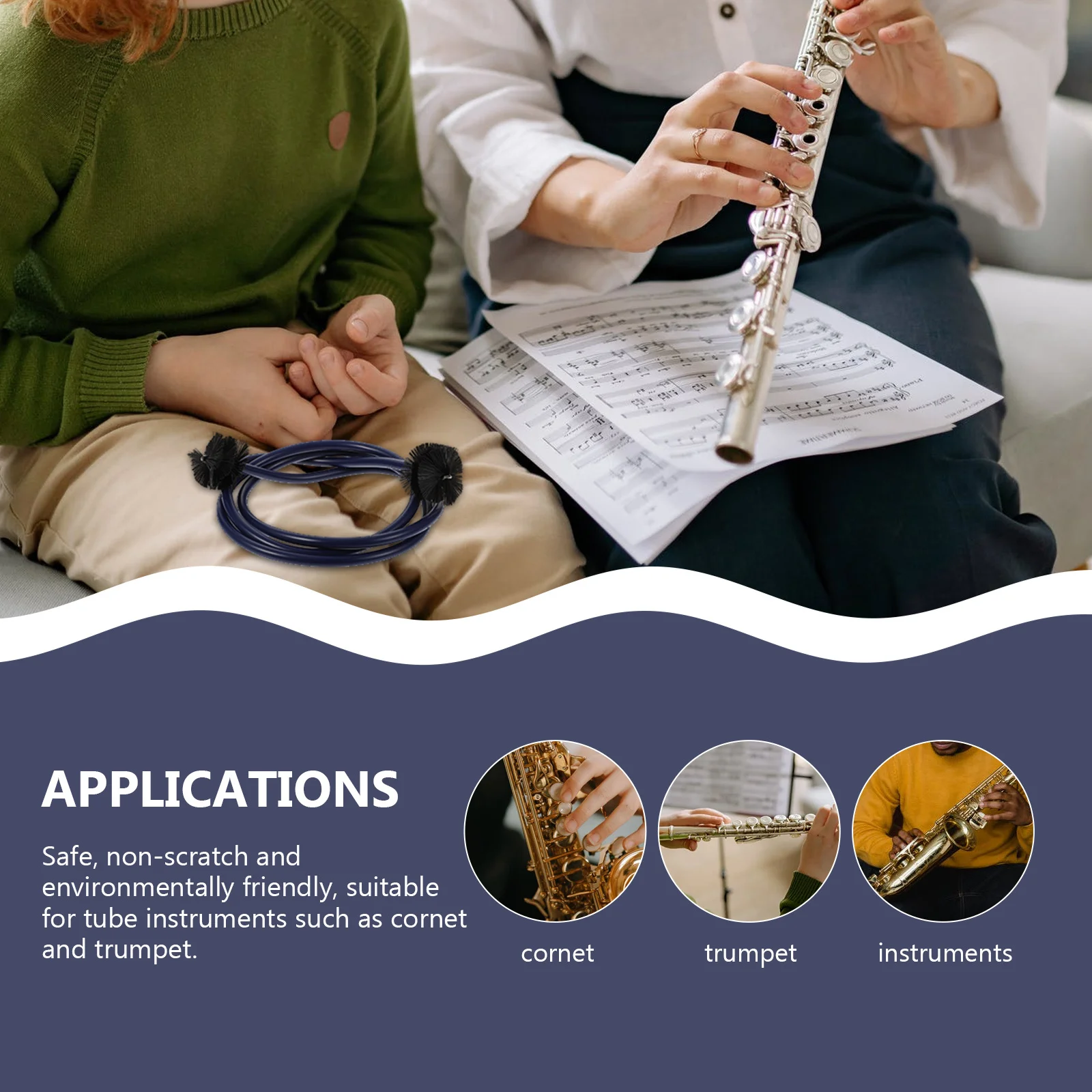 

1 set Cleaning Kit Dark Blue Pointed Brush Set For Wind Instrument Maintenance Trumpet Cleaning Tools Kit Trumpet Accessories