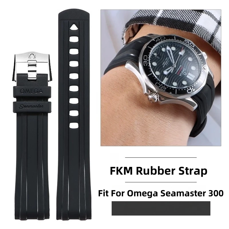 

Fit For Omega Seamaster 300 Watch Strap Original Design FKM Rubber Watch Band With Logo