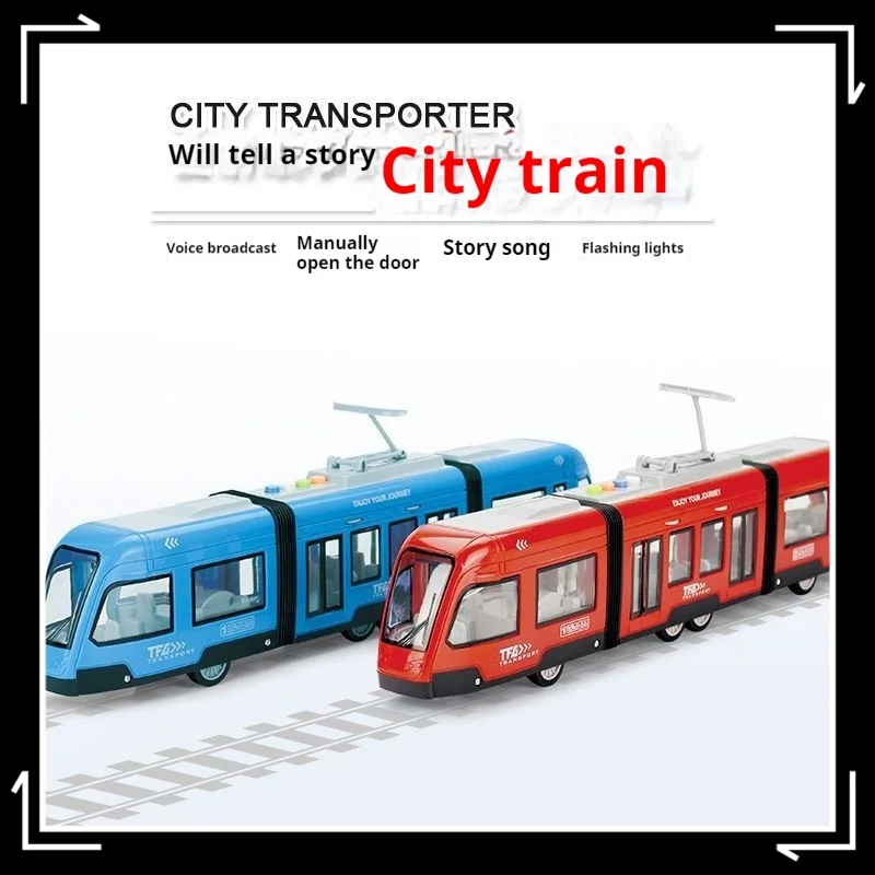 Large Simulation High Speed Train Beautiful Model Light Music Storytelling Subway Tram Children Boy Toy Car Christmas Gift