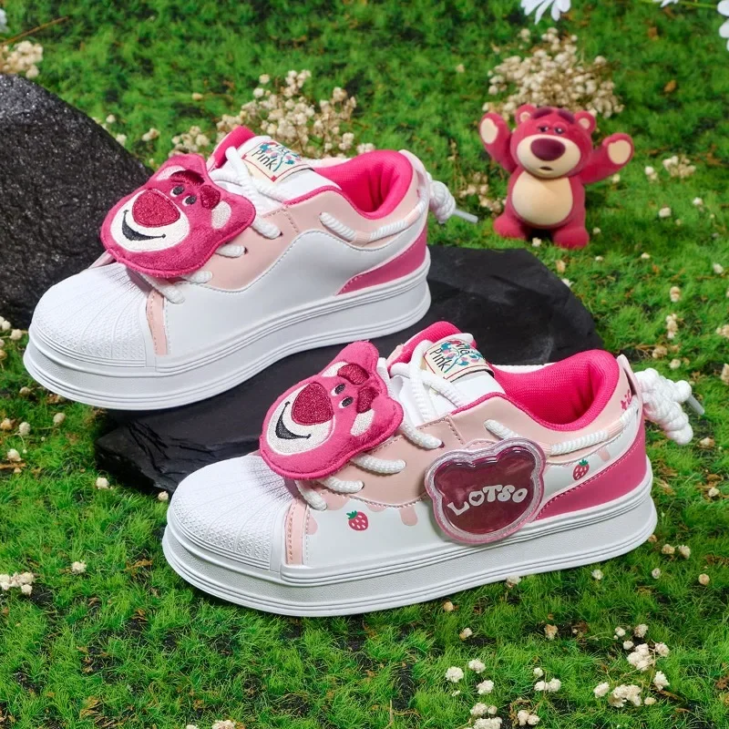 Disney Lotso cute autumn female students campus comfortable, trendy and versatile cartoon low-top casual shell toe flat shoes