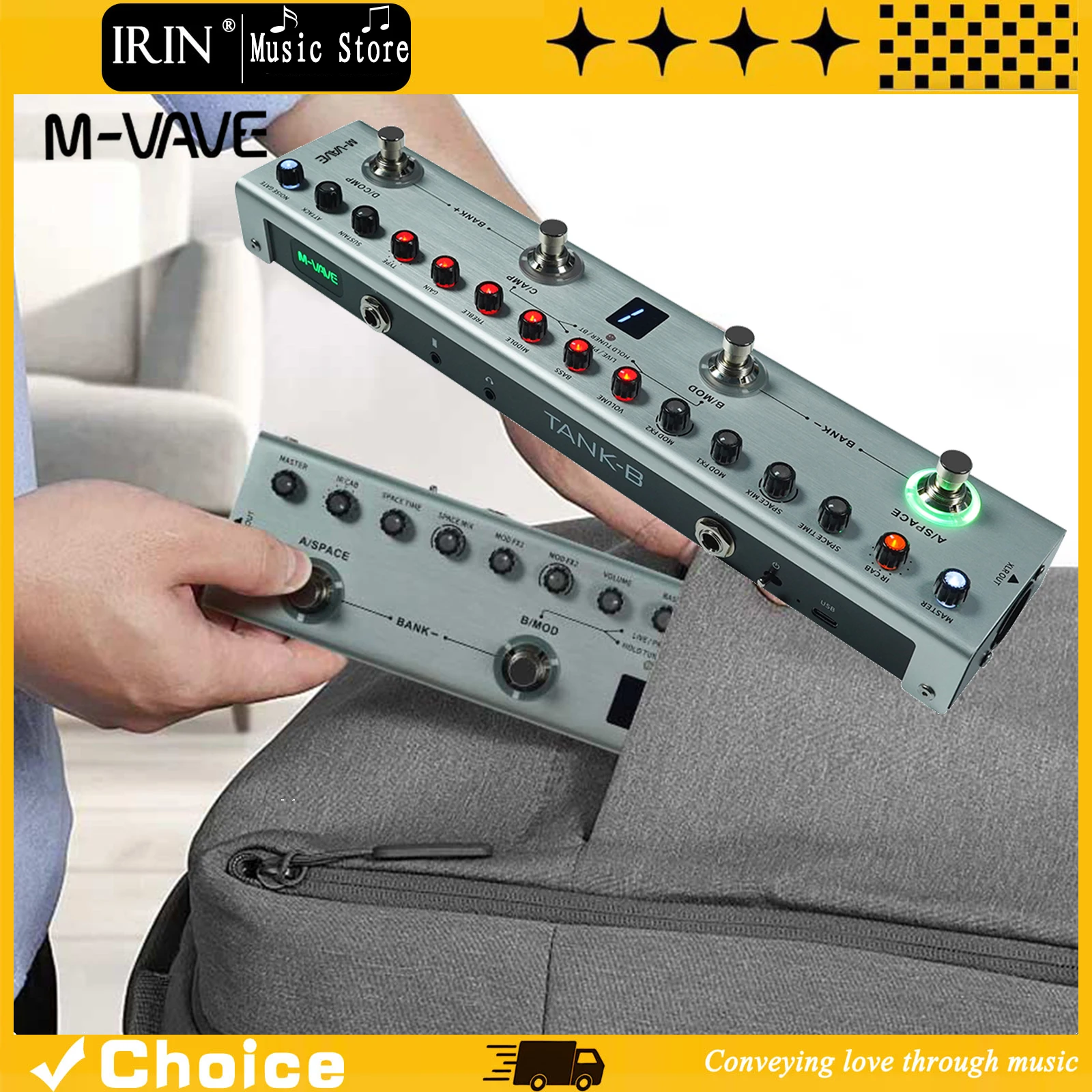 

M-VAVE Tank-B Multi-Effect Bass Effects Pedal Rechargeable 36 Presets 9 Preamp Slots 8 IR Cab Slots 3 Modulation/Delay/Reverb