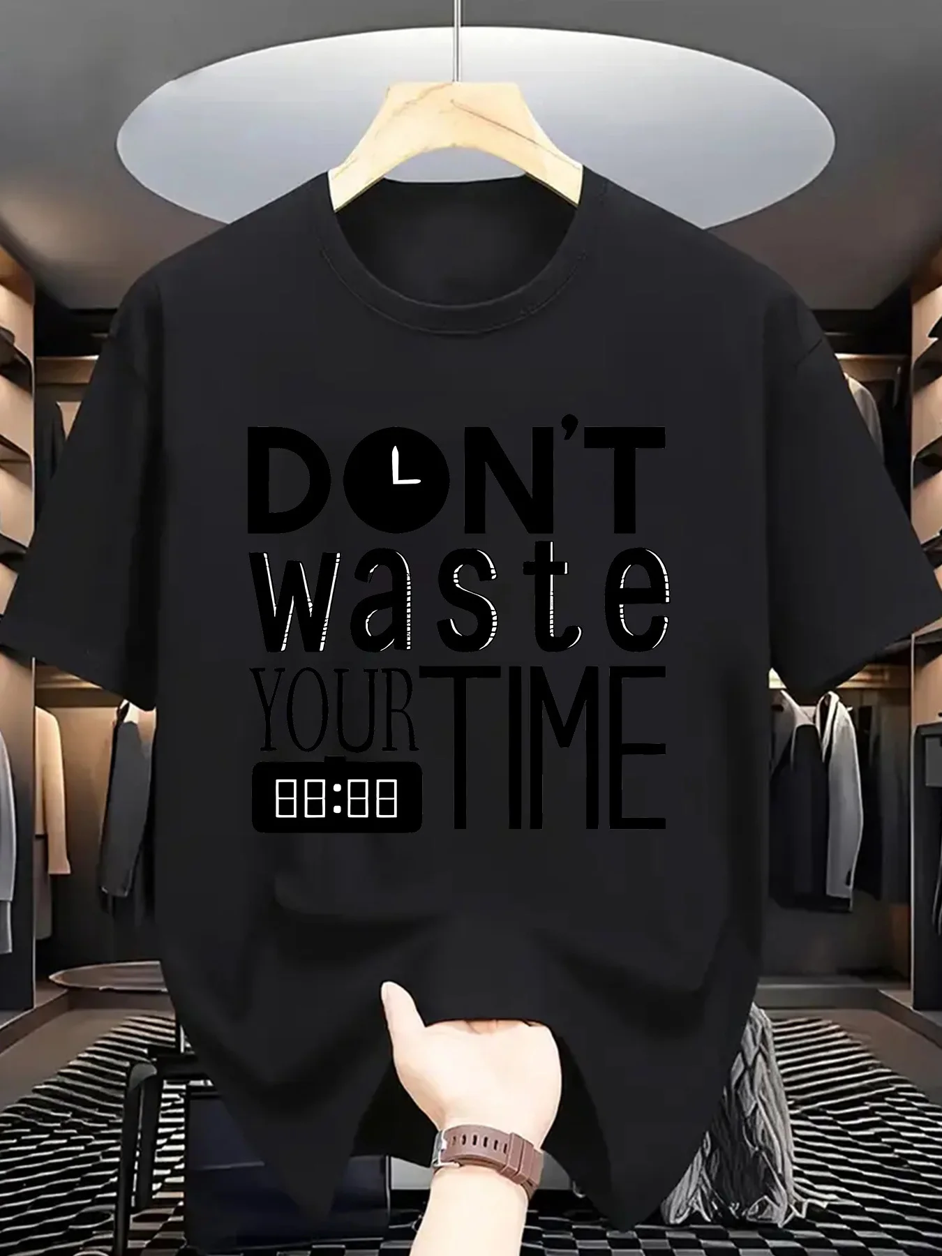 

Летняя мужская модная футболка с коротким рукавом и буквенным принтом