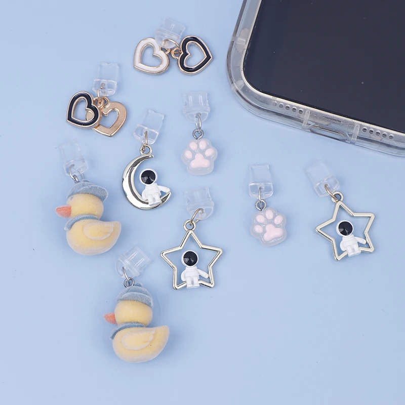 Mobile Phone Dust Plug Charging Port Filter Dust Ducklings Hanging Accessories For Type-c Flocking Cute Duckling Phone Dust Plug