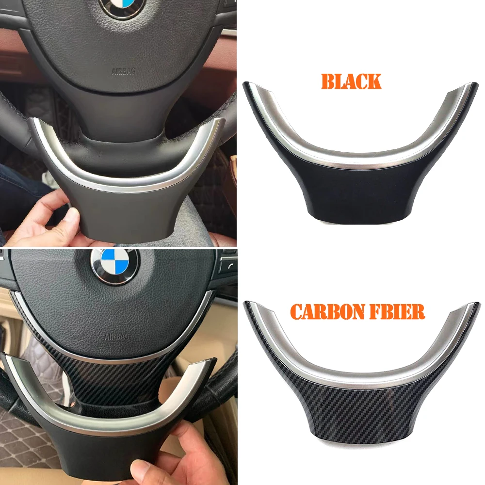 Interior Car Steering Wheel Carbon Fiber Chromed Protector Cover Trim For BMW 5 5GT 6 7 Series F10 F11 F07 F06 F12 F01 F02