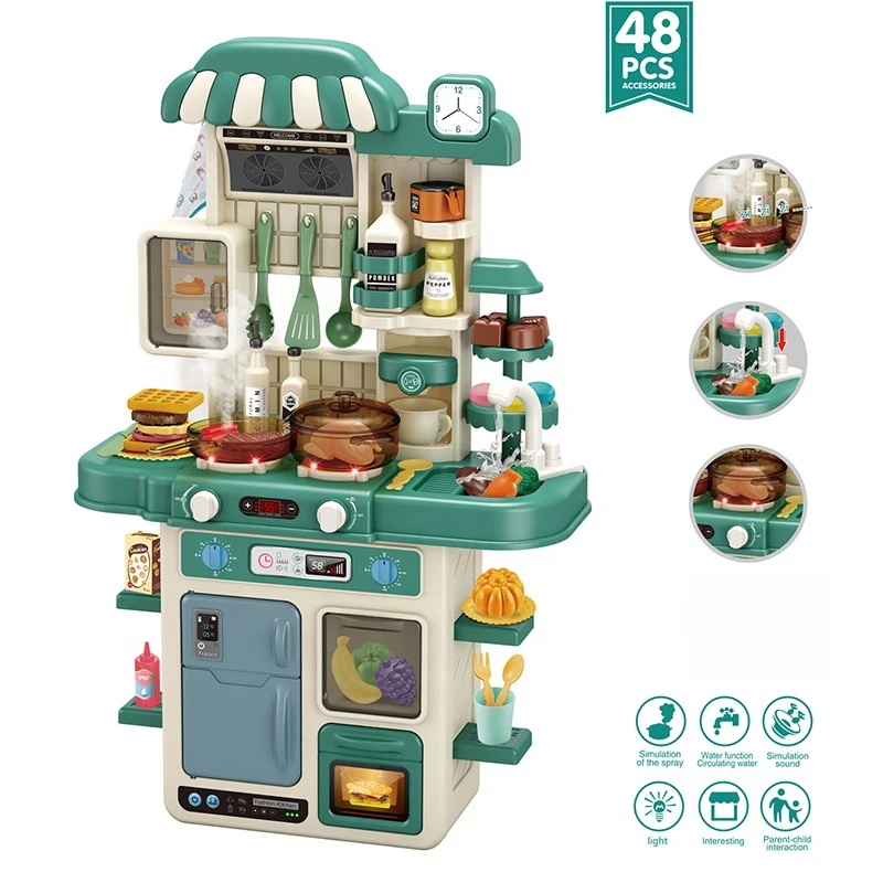 Mesa de cocina con juegos de juguetes para niños