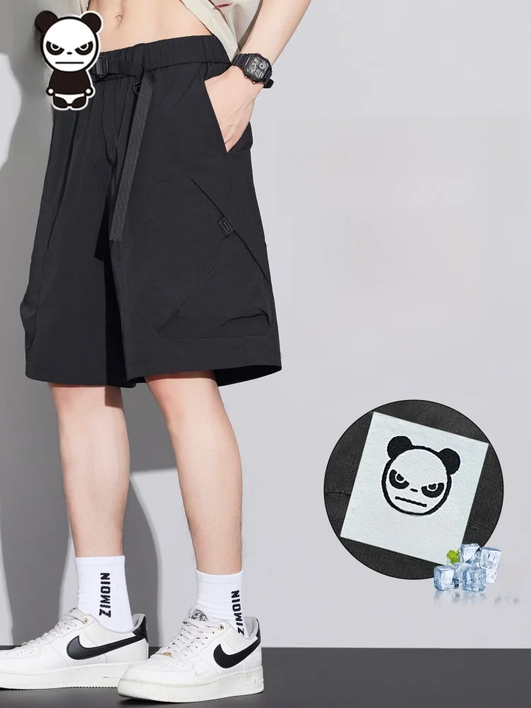 

Hipanda American Sle Workwear orts Men's Summer Thin Loose Casual Five-Quarter Pants Polyester Fiber Qui Dry Straight Leg