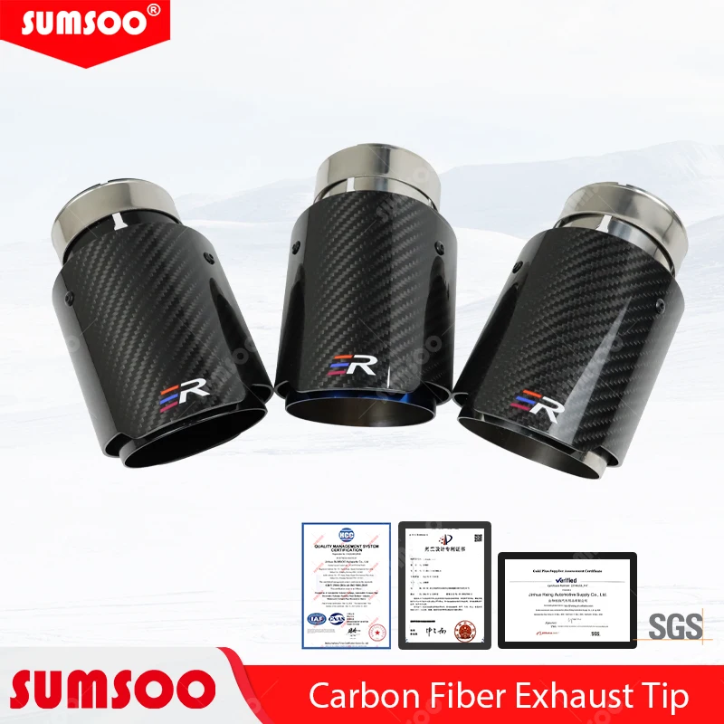 1PCS ER Upgrade Carbon Fiber Exhaust Tip Universal Exhaust Mufflers Nozzle for Car Accessories Stainless Muffler Tail Tips Modif