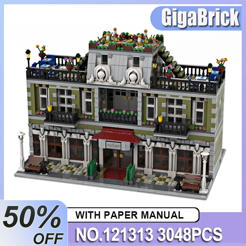 

Изготовленный новый MOC-121313 Парижский сад, совместимый с отелем 10243, модульные строительные блоки, кирпичи, головоломки, игрушки «сделай сам», подарки на день рождения для мальчиков