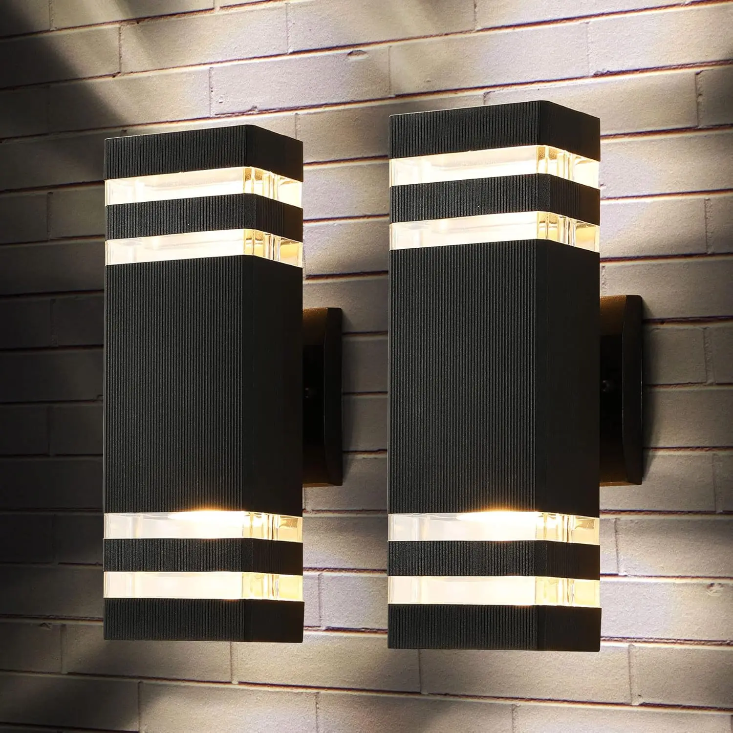 

LED Square Up and Down Lights Outdoor Wall Mount, 14W 3000K 1100LM Warm White, Modern Aluminum Exterior Fixtures for Front Porch